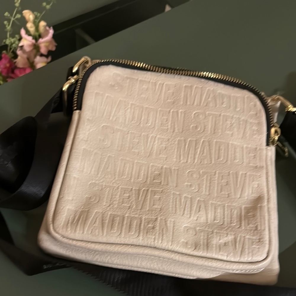 Steve Madden Cream Crossbody Bag - Embossed Logo